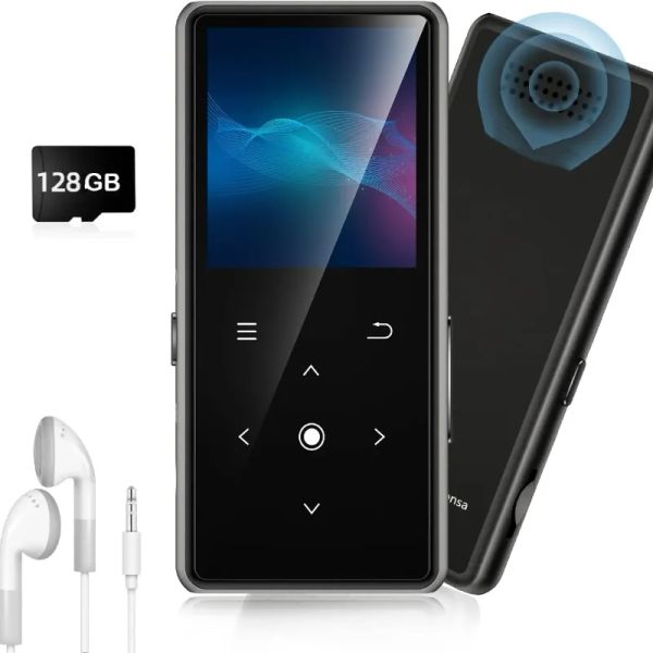 Динамики 8128 ГБ Bluetooth5.0 MP3-плеер MP4 AVI Воспроизведение видео 1,8-дюймовый сенсорный экран Динамик FM-радио/диктофон Поддержка TF-карты