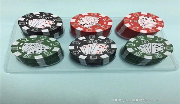 Smerigliatrici stile poker chip a 3 strati Accessori per pipa alle erbe Tabacco alle erbe Manuale Frantoio per sigarette Gadget Rosso Verde Nero 125591241