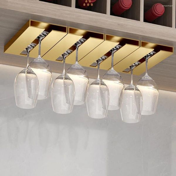 Küche Lagerung 1Pcs Bar Wein Glas Halter Wand Montiert Multi-funktion Hängen Tasse Rack Organizer Punch-freies schrank