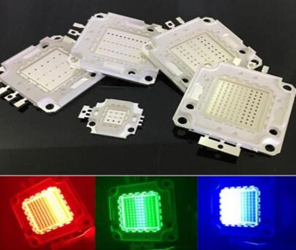 10W20W30W50W100W LED RGB COB Yüksek Güçlü Lamba Ampulleri Boncuk Renkli Kırmızı Yeşil Mavi Işık Yongaları 3pcs3160926