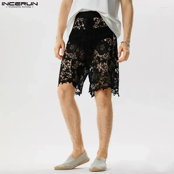 Männer Shorts Männer Spitze Transparent Sexy Einfarbig Zipper Böden Sommer Streetwear 2024 Unisex Mode Party S-5XL INCERUN