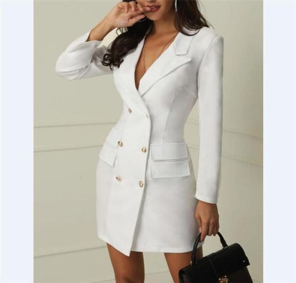 Kadınlar039S Suits Blazers Beyaz Bayanlar Blazer Elbise Kadın Takım Kış Seksi Uzun Kollu Parti Kadın Düğmesi Ceket 20214738299
