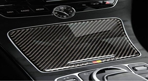 Carbon Fiber Innen Wasser Tasse Halter Panel Abdeckung Trim Auto Aufkleber für Mercedes C Klasse W205 C180 C200 GLC Accessories5183230