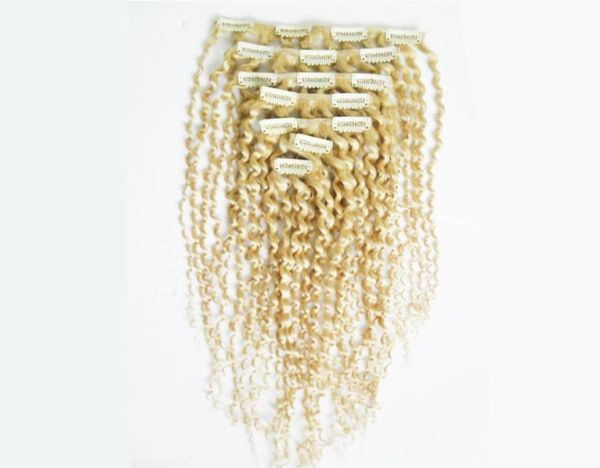 Заколка для волос Remy в монгольском стиле с афро-кудрявым плетением, наращивание человеческих волос, 7 шт. Набор, 100 г, заколка для человеческих волос Remy, in extensio3718786