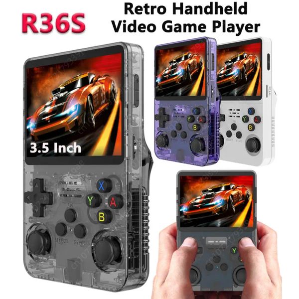 Jogadores R36S Retro Handheld Video Game Console 3,5 polegadas IPS Tela com 64G Portátil Pocket Video Player Open Source Linux Amplo Armazenamento