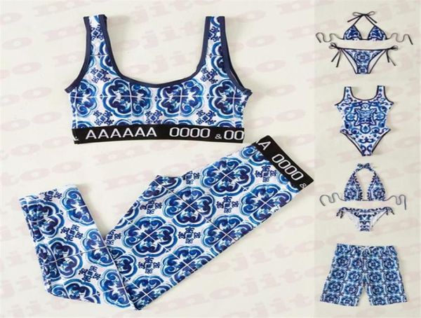 Комплекты для йоги Бикини Дизайнерские женские купальники Мужские шорты для плавания Винтажный принт Парные купальники для отпуска6898148