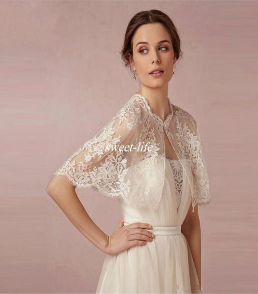 Bolero per Prom Beach Abiti da sposa da sposa Maniche a scialle Avvolgimenti da sposa Applique in pizzo Perline Giacca da sera da sposa 20202305377