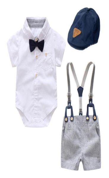 Set di abbigliamento Gentleman Baby Boy Summer Suit Moda 024 Mesi Infantile Festa Battesimo Natale Bambini Ragazzi Vestiti 3 Pz9968036