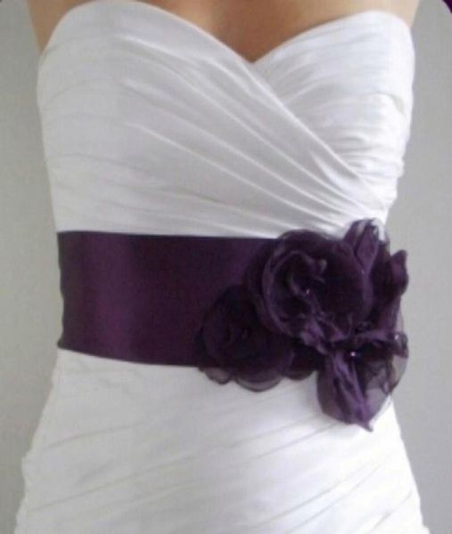 Cintura da sposa vintage country uva viola fiori fatti a mano perline cravatta posteriore abito da sposa regolabile cintura spose accessaries1756478