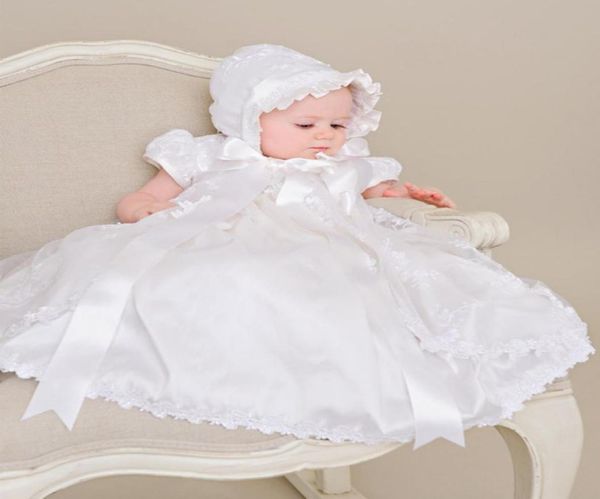 Erstkommunion Kleid Vintage Kurzarm Spitze Applikation Baby Mädchen Taufe Taufkleider Weiß Beige Taufe Schleife Kleid7526095