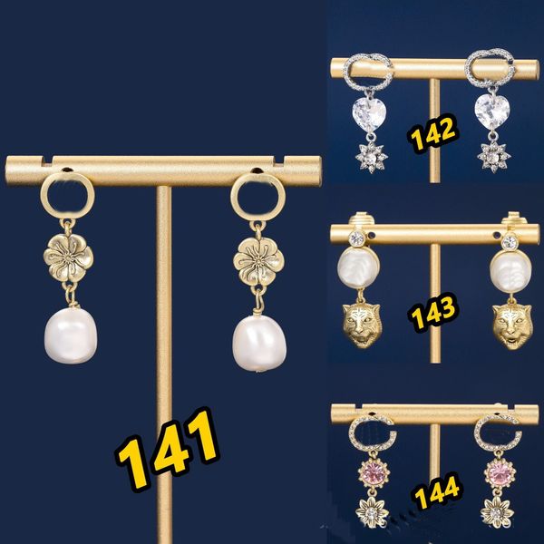 Perlen-Ohrstecker für Damen, goldener Kristall, glänzender Luxus-Mädchen-Schmuck, Weihnachtsgeschenk, Hochzeits-Accessoires, trendige Ohrringe mit Originalverpackung, Schmuckversorgung