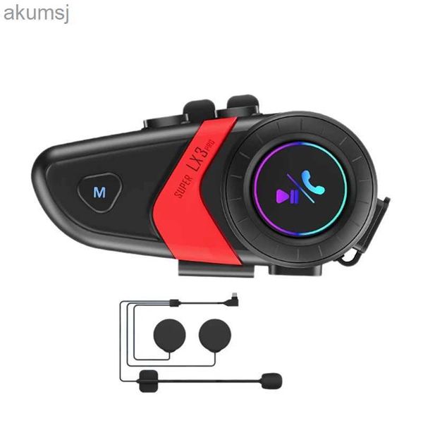Handy-Kopfhörer X3 PRO Motorradhelm-Headset Bluetooth 5.1 500M Doppel-Intercom-Anruf Outdoor-Reiten Wasserdichtes Stereo-Headset YQ240304