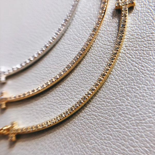 Collana di design sorriso Collane con ciondolo per donna Moda Designer di gioielli oro Rose Platino catene a maglie diamanti Anniversario 296o