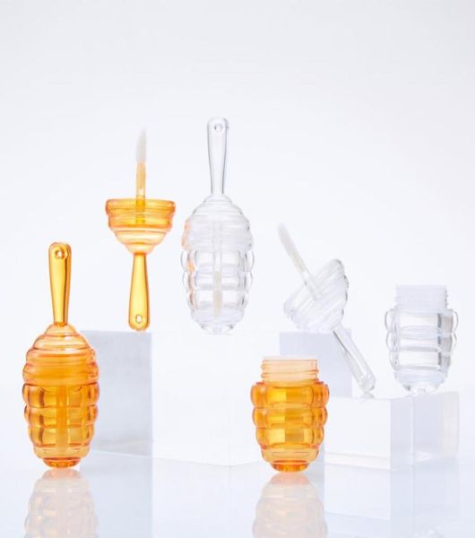 Tubos de brilho labial em forma de âmbar transparente com varinha vazia mel lipgloss recipientes engraçados dispensador de garrafa de bálsamo labial com borracha 2017206