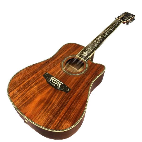 Chitarra acustica con dita nere serie D45 in legno KOA da 41 