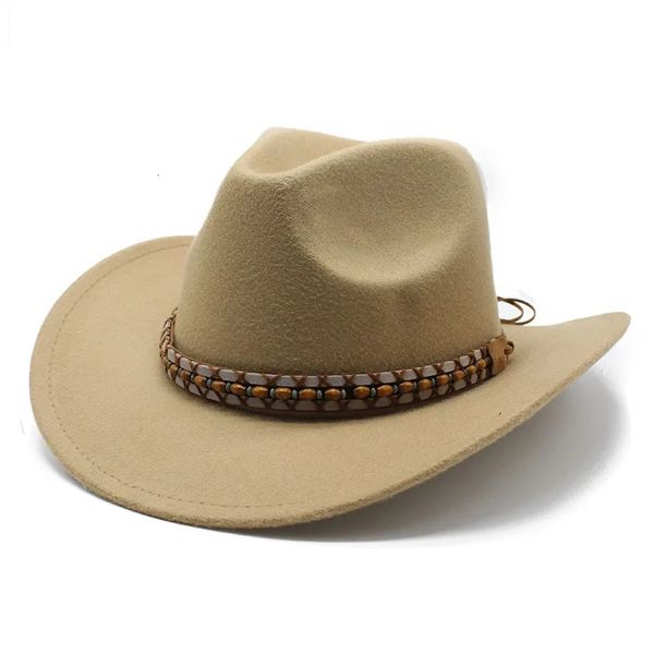 Vintage Donna Uomo Stile etnico Cappello da cowboy occidentale Tesa larga Gentleman Lady Jazz Cowgirl Cap Party Cloche Sombrero Panama Cap 240220