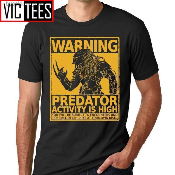 T-shirt da uomo T-shirt da uomo Stagione Predator Activity is High T-shirt nera da uomo T-shirt design vintage stampato in cotone L240304