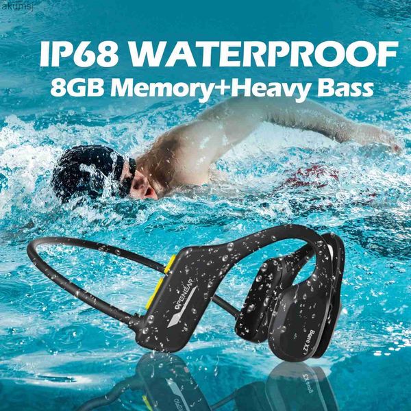 Handy-Kopfhörer PARAMITA 8 GB Speicher Schwimmen Headset IP68 Wasserdichtes Knochenleitungs-Headset Open Ear Wireless BT 5.2 Ohrbügel-Ohrhörer Sport YQ240304