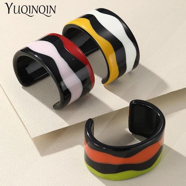Bangle na moda aberto colorido resina manguito pulseiras elegante coreano pulseiras largas para mulheres menina grande moda mão jóias presente