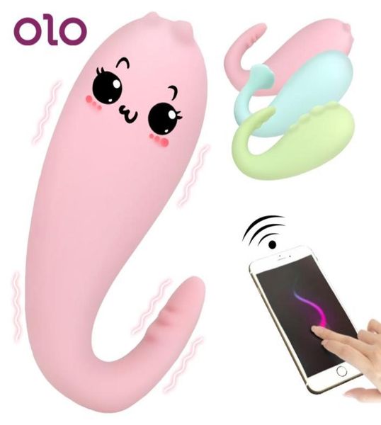 OLO APP Bluetooth Sex Toys per donne Gspot Massaggio Mostro Pub Vibratore Telecomando senza fili Silicone 8 frequenze MX1912286400312