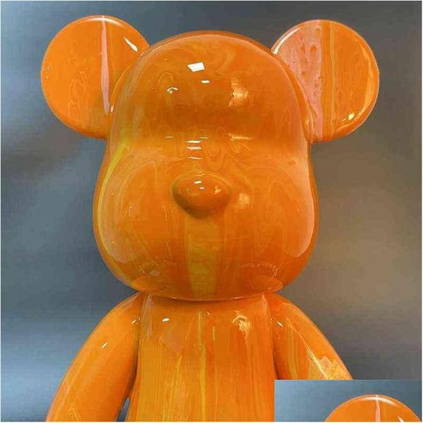 Diy fluido urso scpture artesanal pai-filho brinquedo violento 23cm iti pintura bearbrick boneca presente ornamentos t220730 gota entrega dhq0g