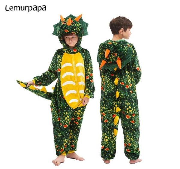 Crianças Kigurumis Homewear Onesies Crianças Dos Desenhos Animados Bonito Dinossauro Pijamas Pijama Terno Menina Menino Festa Criança Cosplay Macacão 2012253389319