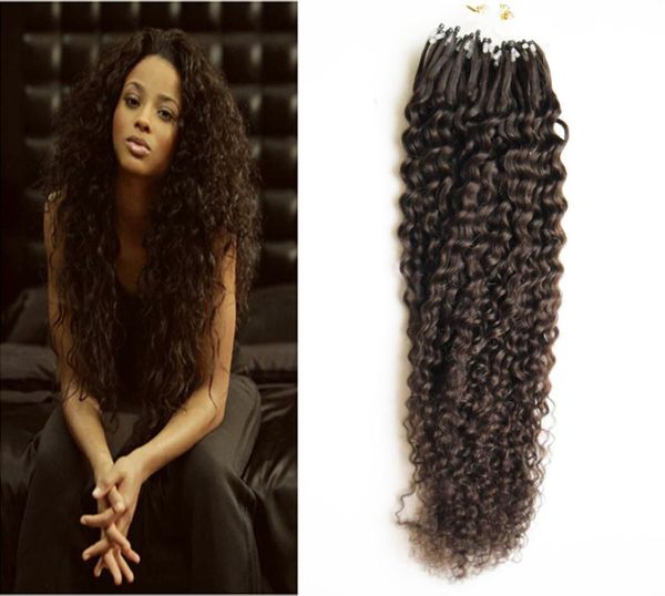 Mongol Kinky Curly Hair Micro Loop Extensões de Cabelo Humano Cor Natural 100g Afro Kinky Curly Micro Loop Hair Extensions2770469