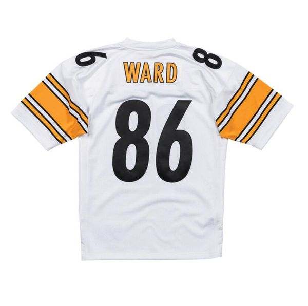 Maglia da calcio cucita 86 Hines Ward 2005 maglia bianca retrò Maglie da rugby Uomo Donna e Gioventù S-6XL