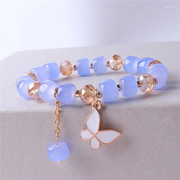 Strand Candy Gum Farfalla Cristalli Bracciale da donna Catene per ragazze Amici Studenti Daisy Perline Braccialetti Fascino estetico Gioielli Y2k