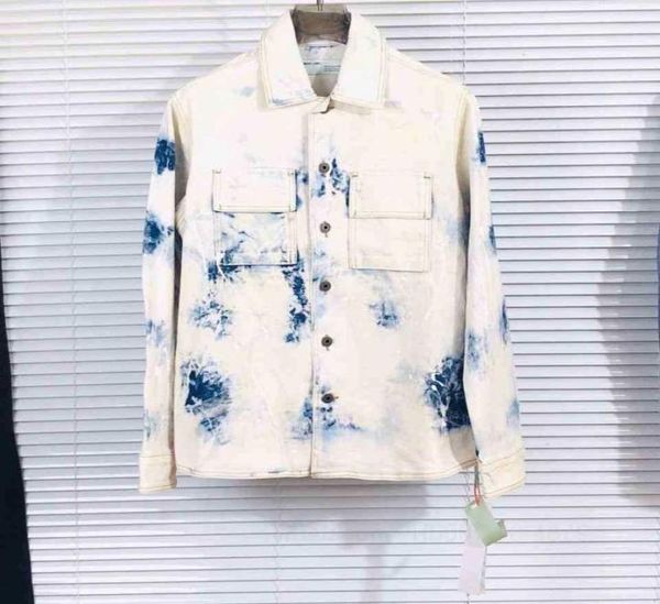 Herren039s Jacken Liangjie Japan Off Tops White Snowflake Tie Dyed Bleached Arrow Four Seasons Jeansjacke und Damen039s 20213274865