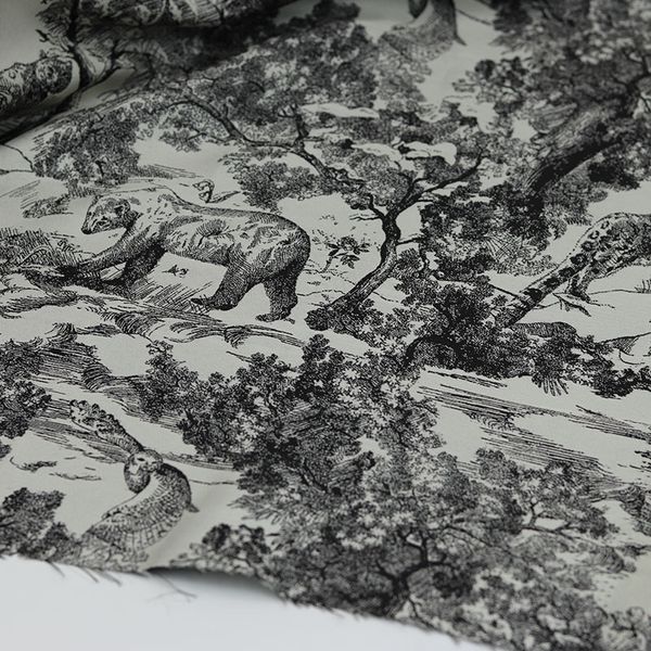 50 CM/Piece Jungle Animal Tessuto di Raso Jacquard Abbigliamento Tessuto per Camicie Tessuto Qipao di Alta Qualità Fai da Te Fatti a Mano