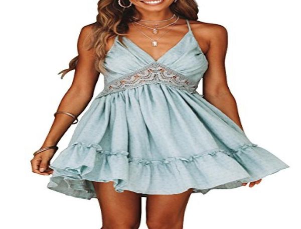 Angielucky Women039s Sexy Halter Lace Vestidos Aline Mini Vestido Swing Skater Vestidos2626150