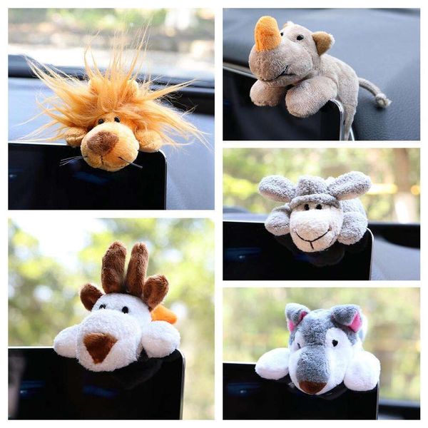 Simpatiche bambole di peluche per auto Leone divertente Display sul cruscotto Decorazione interna per auto Animali di peluche Ornamenti per moto