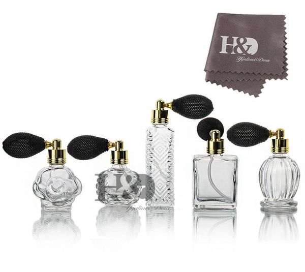 Hd 5 pçs vintage recarregável claro perfume garrafas de vidro vazio spray garrafa ambientador atomizador bola recipientes cosméticos 2010123583277