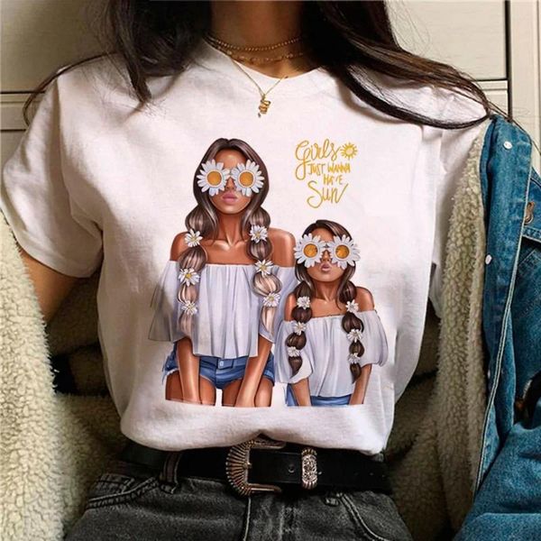 Camisetas femininas mãe mãe menino menina impressão camiseta mulheres anime feminino y2k roupas