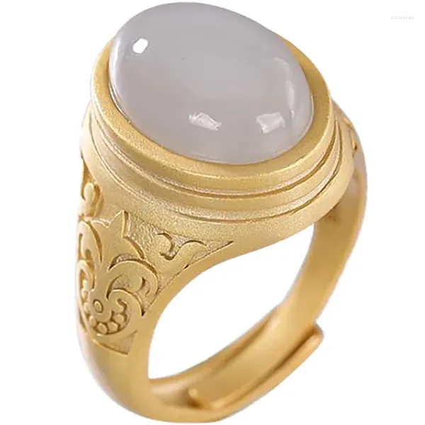 Cluster-Ringe, erstklassiger grau-lila Jade-Oval-Ring für Damen, Jahrestags-Accessoires, Temperament, 925er Silber, verstellbarer Schmuck