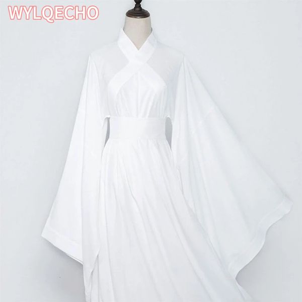 Hanfu Dres Fantasia de cosplay antiga chinesa, forro branco e preto dentro de 2 peças de dança de palco 240220