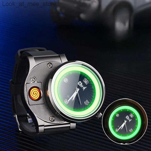 Feuerzeuge Multifunktionale Real Watch USB-Ladelicht Kompass COB Licht Wolfram Filament Zündung Raucherzubehör Q240305