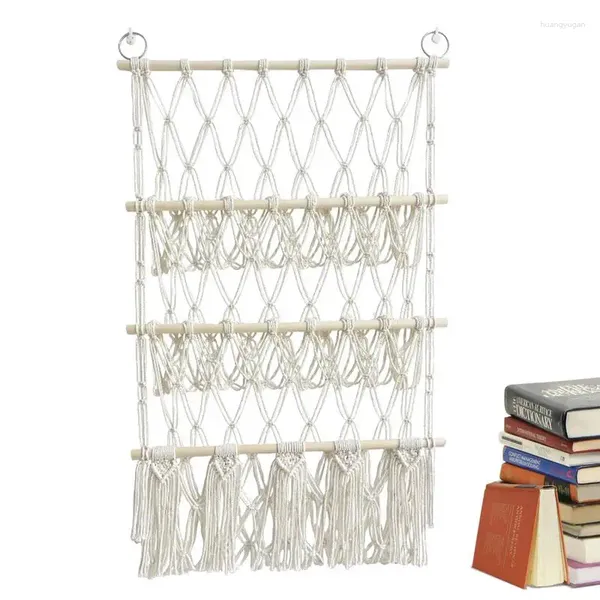 Arazzi Macrame Appendiabiti per giocattoli Roba Portaoggetti per animali Rete portaoggetti a 3 livelli Organizzatore decorativo in rete fatta a mano per il bagno della scuola materna