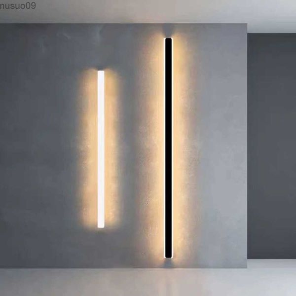 Lâmpada de parede moderna preto led lâmpada de parede para sala de jantar sala de estar decoração led longa tira luzes de parede escada canto lâmpada de parede