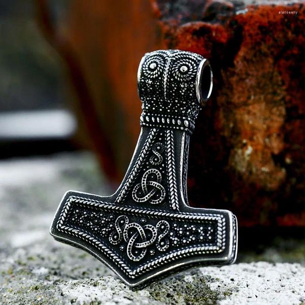 Colares Pingente Beier 2024 Design 316L Aço Inoxidável Viking Amuleto Nórdico Mjolnir Thor's Hammer Coruja Padrão para Homens Retro