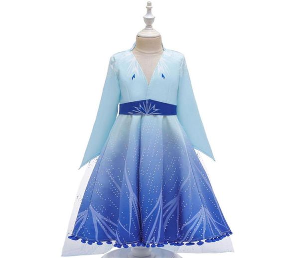 Einzelhandel Mädchen Cartoon Cosplay Frozen 2 Kleider Kinder Cosplay Partykleid Prinzessin Kleider Yestidos Kinder Designer Kostüm Langarm1399042