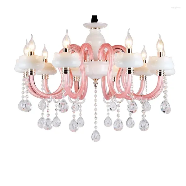Kronleuchter Kreative Rosa Kinderzimmer Prinzessin Mädchen Schlafzimmer Kristall Lampe Europäischen Stil Wohnzimmer Restaurant Kerzenlicht