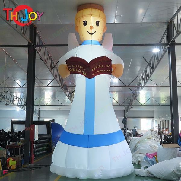 Atividades de jogos ao ar livre no atacado 8mH (26 pés) com soprador lindo anjo inflável branco traz esperança explodir personagem de decoração de natal para publicidade