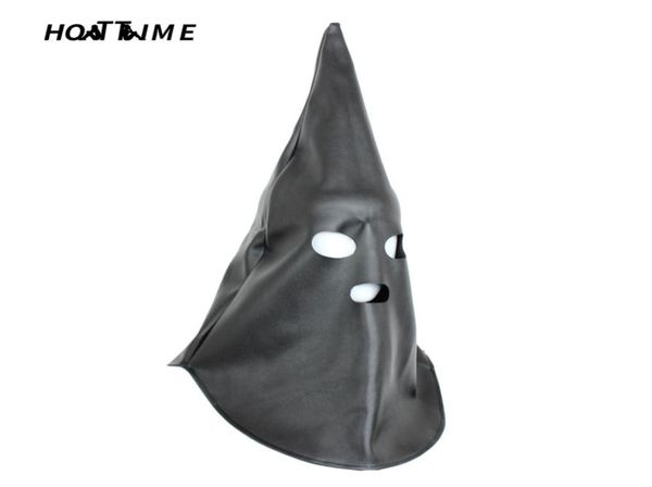 TIME PVC Leather Wizard Máscara de contenção Dog Headgears Head Hood Totalmente fechado Erótico Fetiche BDSM Casais Bondage Sexual Y2011187928890