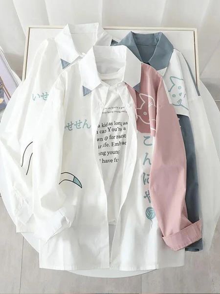 Camicia 5XL Cute Cat Stampa Camicetta Camicia Per Ragazza Divertente Estate Donne Oversize Harajuku Ulzzang Magliette e camicette Tee Hip Hop Coreano vestiti camicia