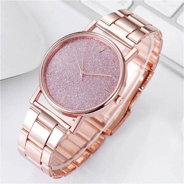Relógios de pulso relógios de luxo casual estrelas analógico quartzo pulso de alta qualidade elegante aço inoxidável dial bracele montre