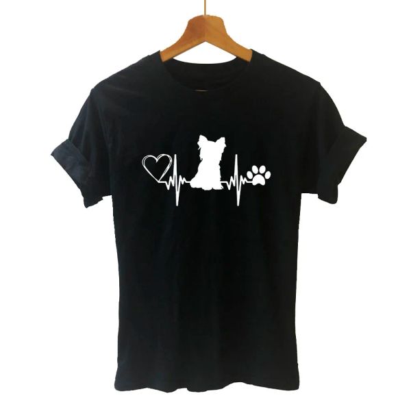 T-shirt Yorkshire Terrier Yorkie Cane Mamma Divertente Logo grafico T Shirt Manica corta Collo in cotone Maglietta Ragazze Tee Tops Abbigliamento donna