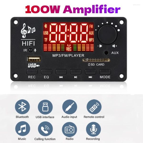 Placa decodificadora wma 100w 2 50w sem fio bluetooth 5.0 amplificador áudio do carro usb tf rádio fm módulo player para alto-falante