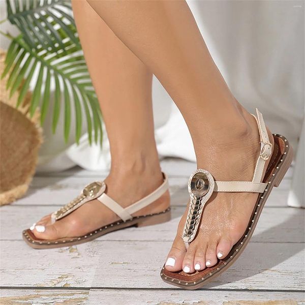 Sandálias Mulheres Sand Beach Flip Flops Lace Diamond Flat Confortável Boho Estilo Thong Outdoor Slides Sapatos de Verão